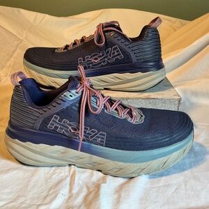 Hoka Bondi 6 Running/Walking Shoes Women Size 11 Marlin Blue/Ribbon Pink